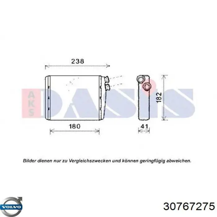 Radiador de forno (de aquecedor) Volvo 30767275 preço, a partir de 54,58 USD