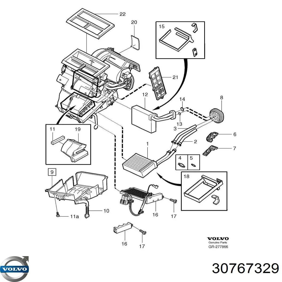 30767329 Volvo Vaporizador de aparelho de ar condicionado