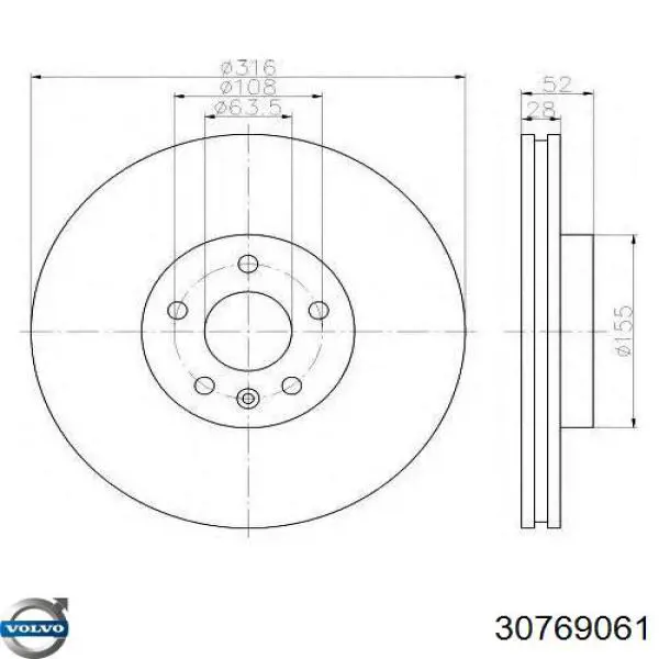 Disco do freio dianteiro Volvo 30769061 preço, a partir de 57,65 USD