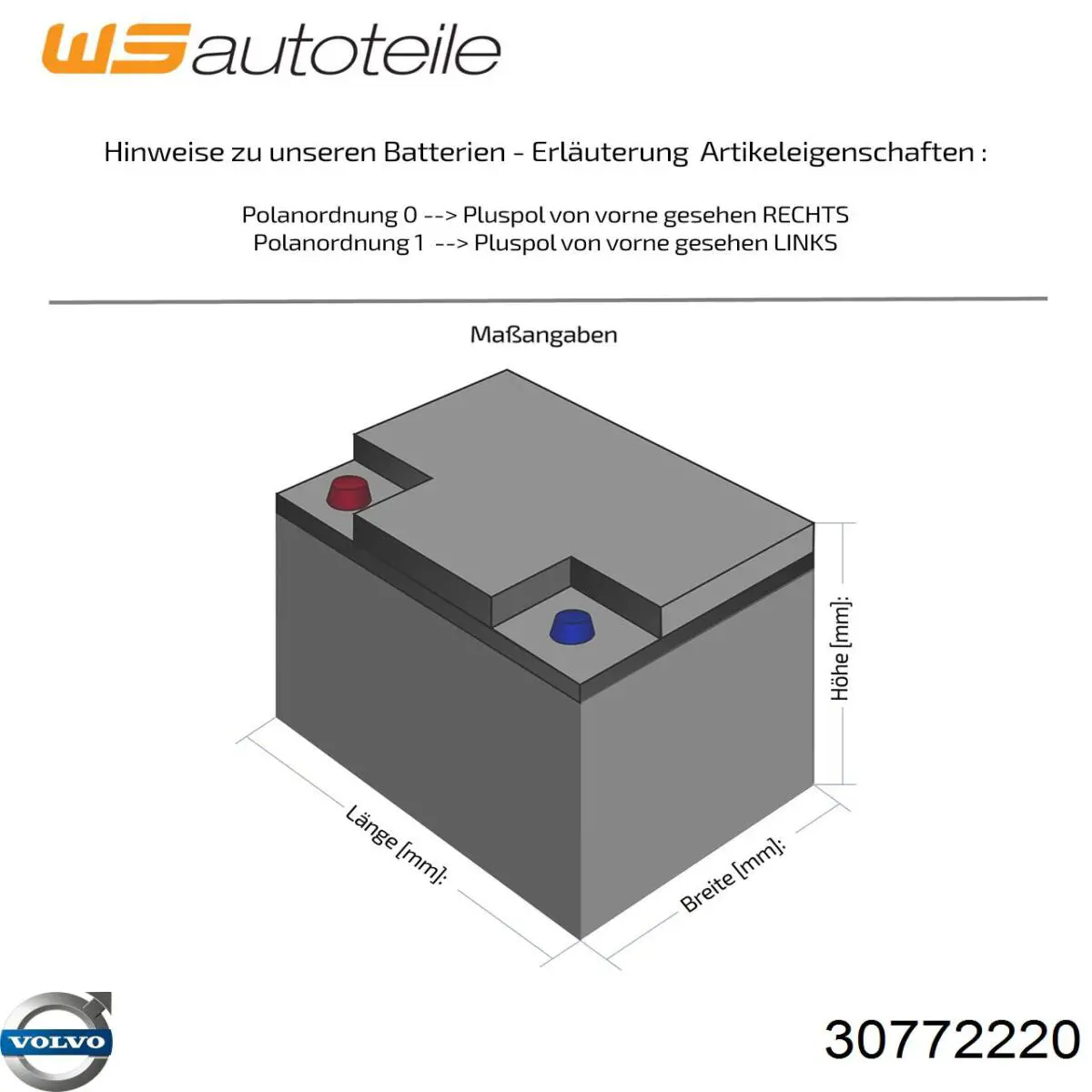 Compre 30772220 Volvo Bateria recarregável (PILHA)