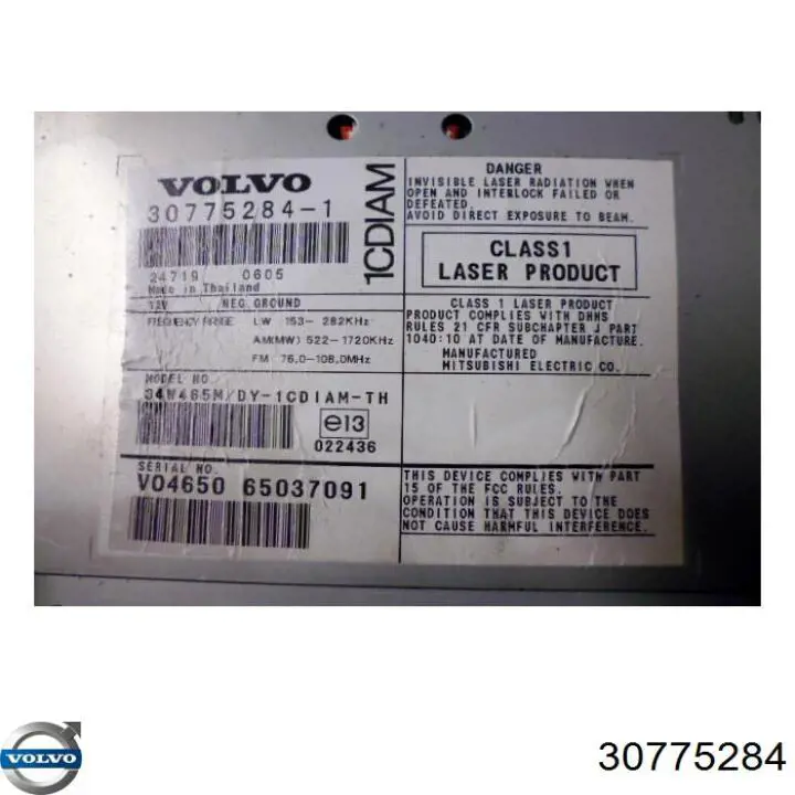 Compre 30752578 Volvo Aparelhagem de som (rádio AM/FM)