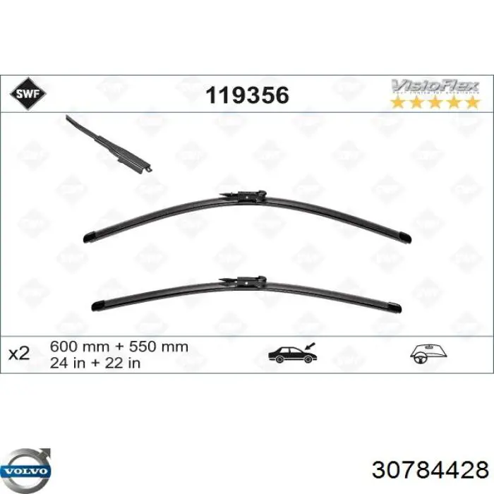 Compre 30784428 Volvo Limpa-pára-brisas do pára-brisas, kit de 2 un.