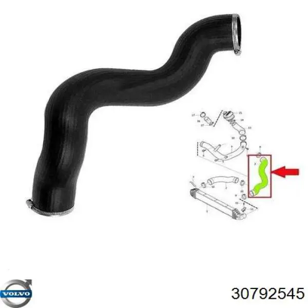 Mangueira (cano derivado) de intercooler Volvo 30792545 preço, a partir de 44,84 USD