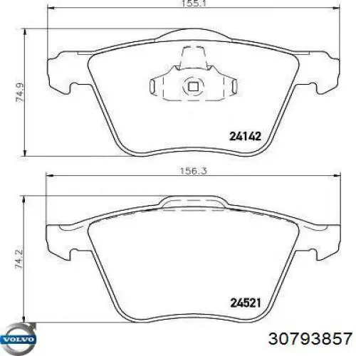 30793857 Volvo Sapatas do freio dianteiras de disco
