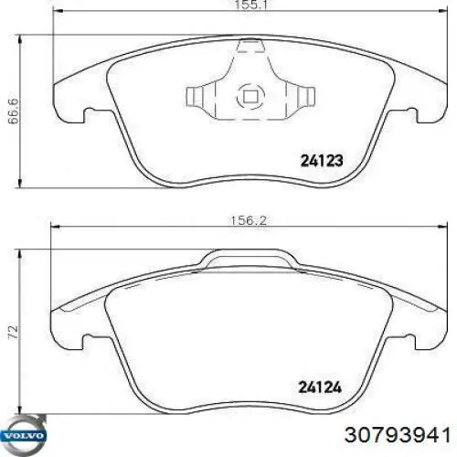 30793941 Volvo Sapatas do freio dianteiras de disco