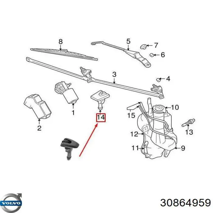 Injetor direito de fluido para lavador de pára-brisas Volvo 30864959 preço, a partir de  