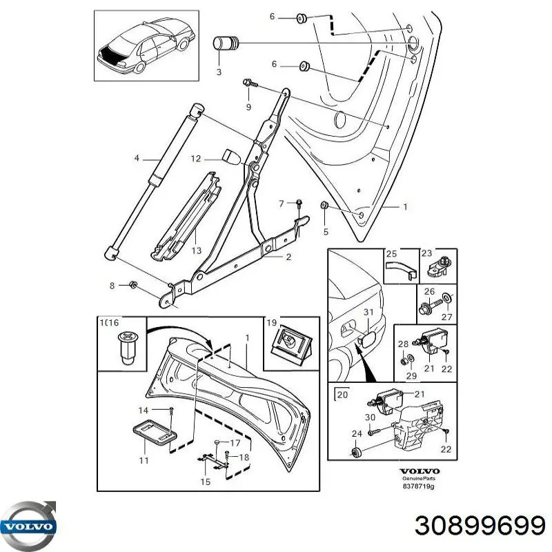 30899699 Volvo Motor acionador de abertura do alcapão de tanque