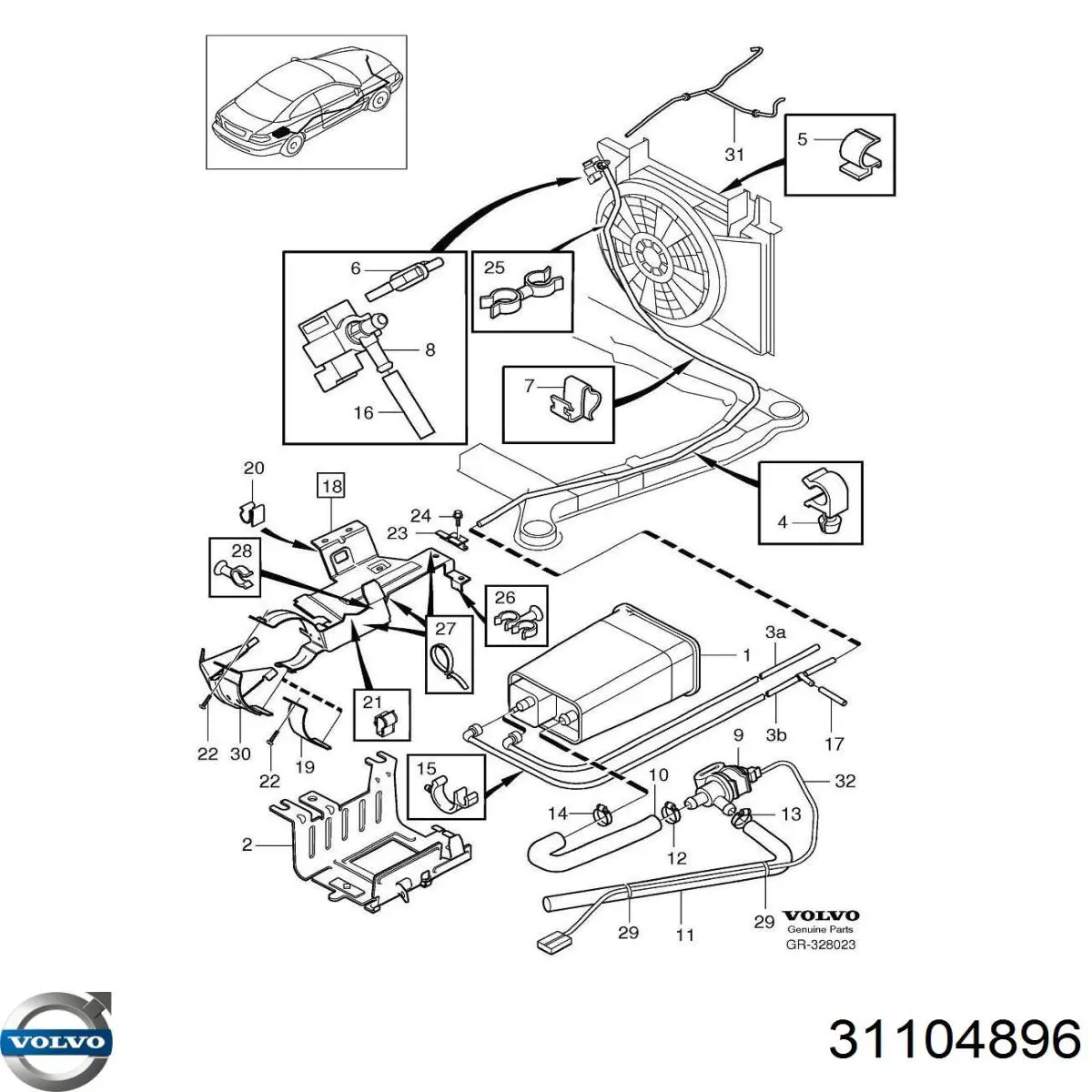 Válvula de ventilação dos gases do tanque de combustível Volvo 31104896 preço, a partir de 39,16 USD