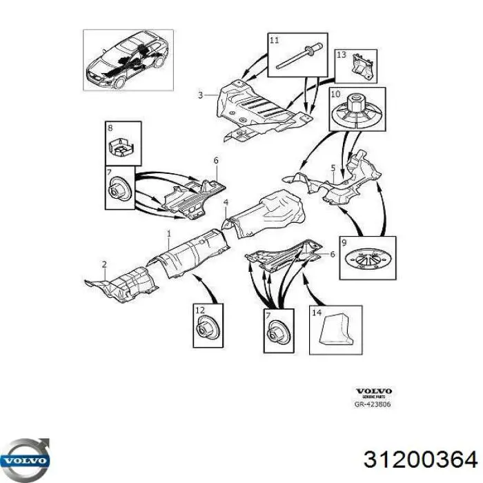 31200364 Volvo Proteção de fundo, do tanque de combustível