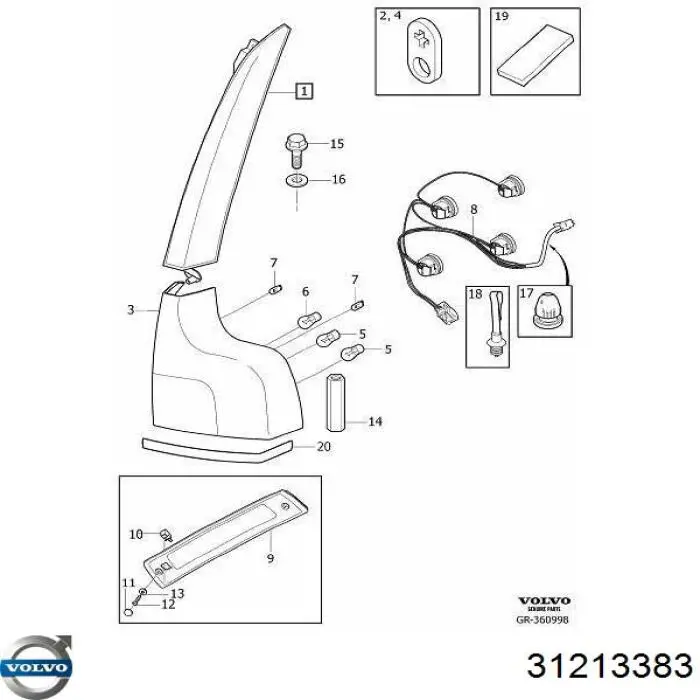 Sinal de parada traseiro adicional Volvo 31213383 preço, a partir de  USD