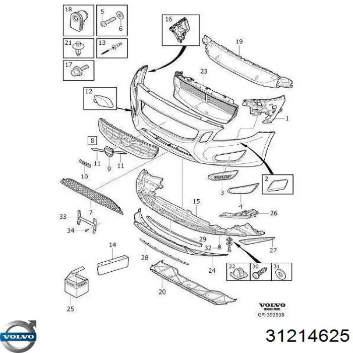 Emblema de grelha do radiador Volvo 31214625 preço, a partir de 20,34 USD