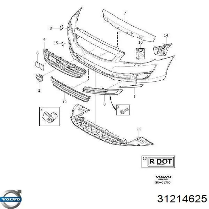 Compre 31214625 Volvo Emblema de grelha do radiador