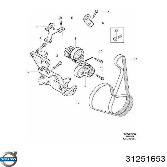 Reguladora de tensão da correia de transmissão Volvo 31251653 preço, a partir de 78,32 USD