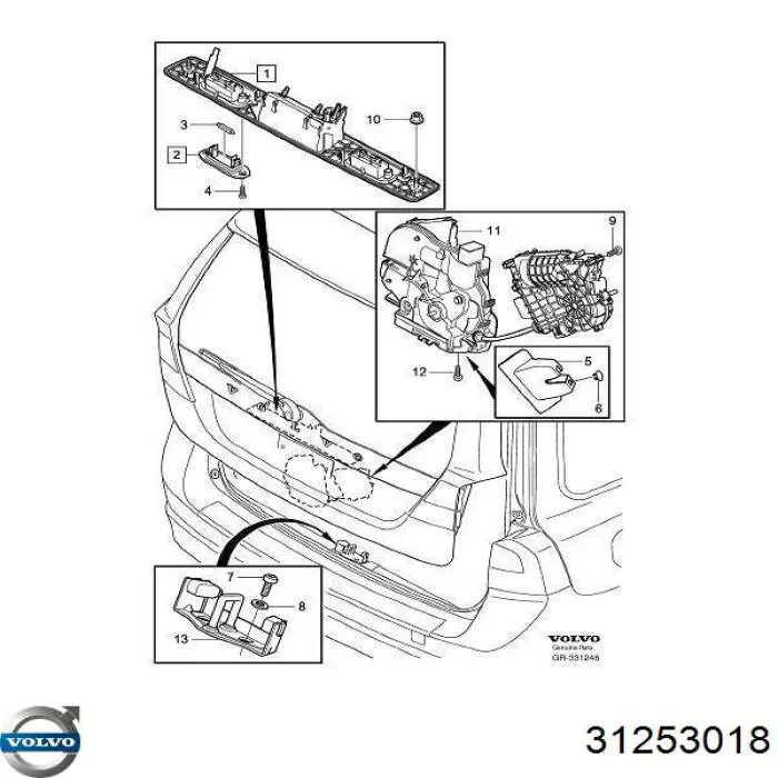 Compre 31253018 Volvo Puxador externo de tampa de porta-malas (de 3ª/5ª porta traseira)