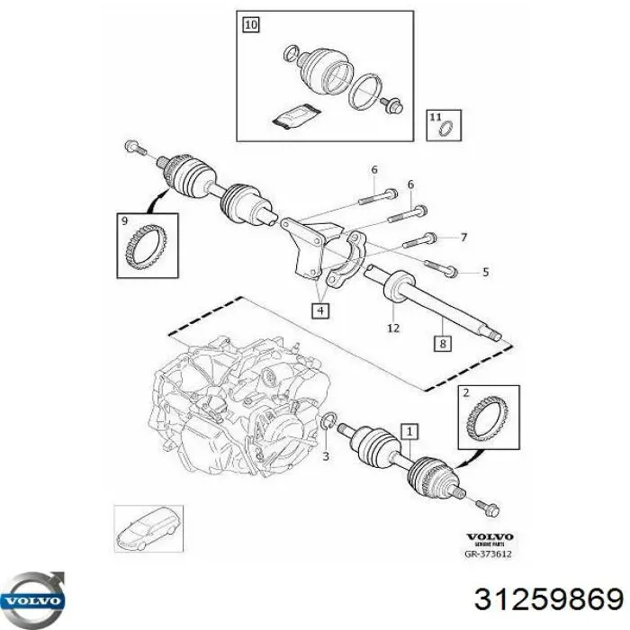 31259869 Volvo Bota de proteção externa de junta homocinética do semieixo dianteiro