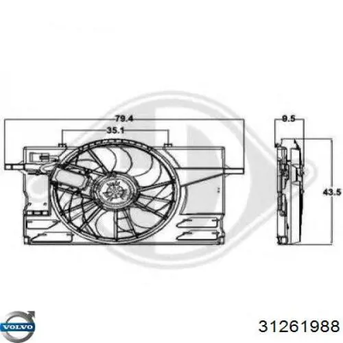 Difusor do radiador de esfriamento, montado com motor e roda de aletas Volvo 31261988 preço, a partir de 217,14 USD