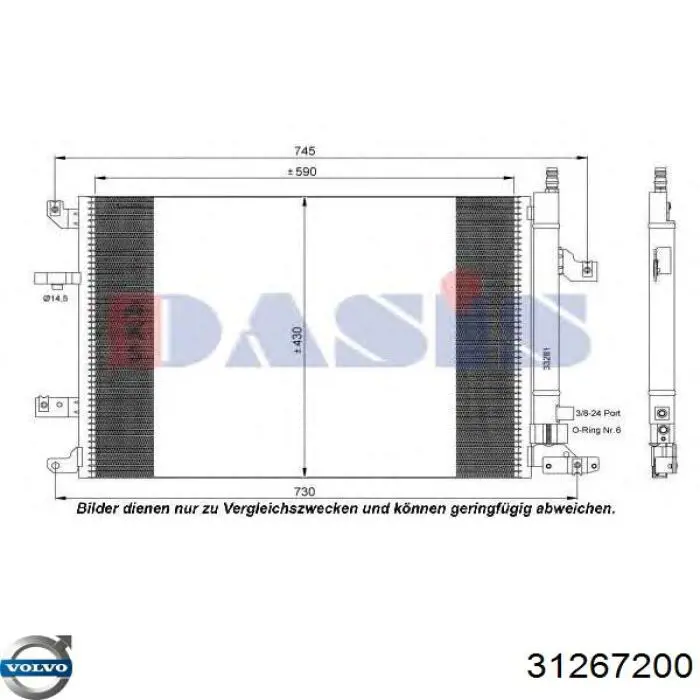 Compre 31267200 Volvo Radiador de aparelho de ar condicionado