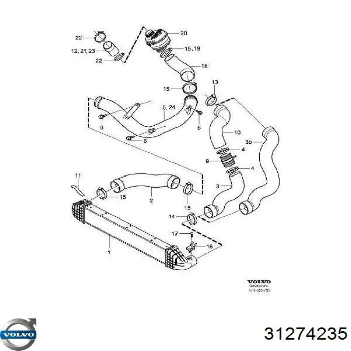 Mangueira (cano derivado) de intercooler Volvo 31274235 preço, a partir de 15,77 USD