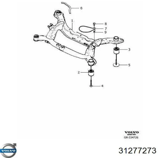 31277273 Volvo Bloco silencioso de viga traseira (de plataforma veicular)