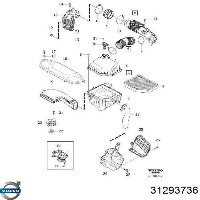 31293736 Volvo Válvula de borboleta montada
