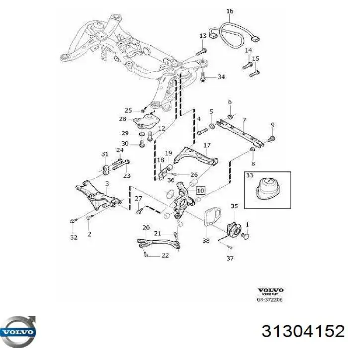 31304152 Volvo Braço oscilante inferior esquerdo de suspensão traseira