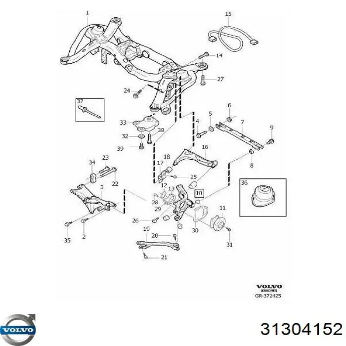 Braço oscilante inferior esquerdo de suspensão traseira Volvo 31304152 preço, a partir de 90,24 USD
