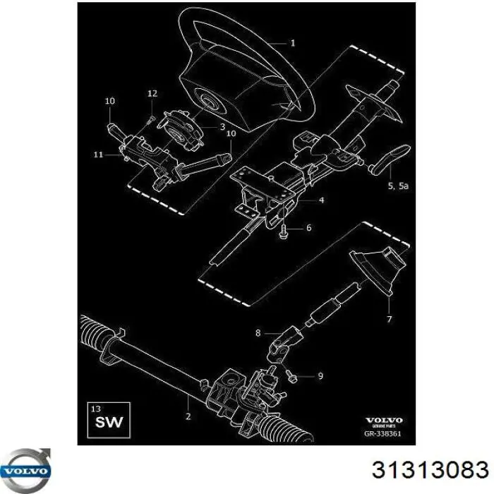 Compre 31313083 Volvo Anel AIRBAG de contato, cabo plano do volante