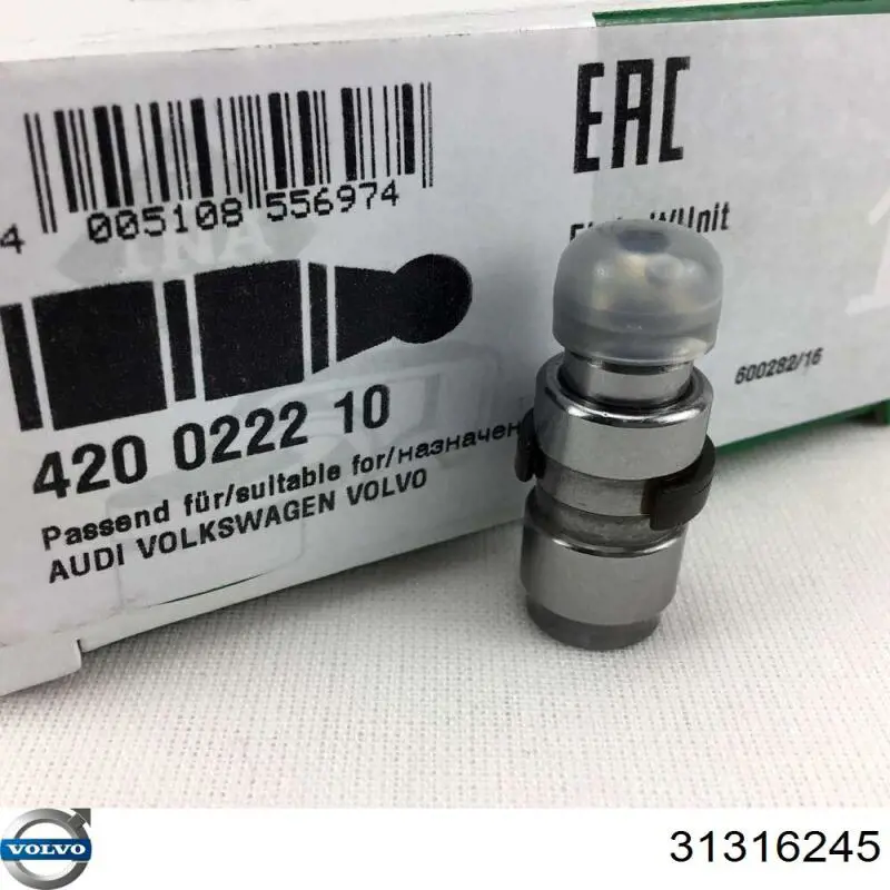 Compensador hidrâulico (empurrador hidrâulico), empurrador de válvulas Volvo 31316245