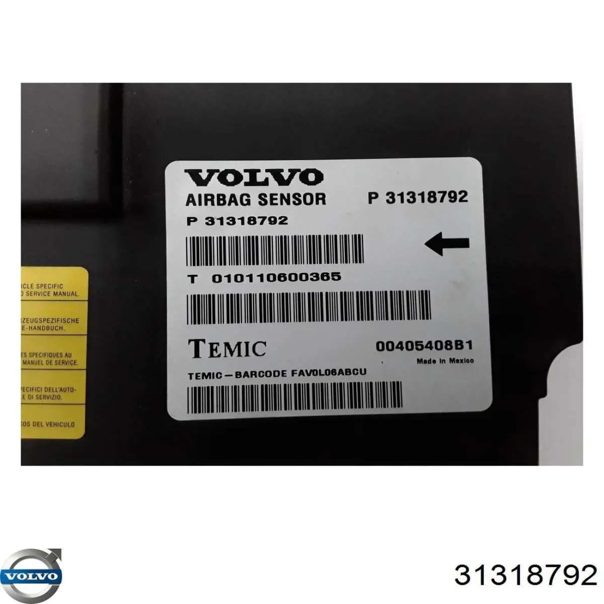 Módulo processador de controlo da bolsa de ar (Centralina eletrônica AIRBAG) Volvo 31318792 preço, a partir de 187,61 USD