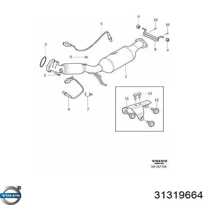 Sonda lambda, sensor de oxigênio até o catalisador Volvo 31319664 preço, a partir de 60,53 USD