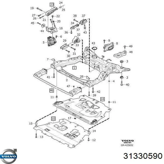 Coxim (suporte) direito superior de motor Volvo 31330590 preço, a partir de 99,54 USD
