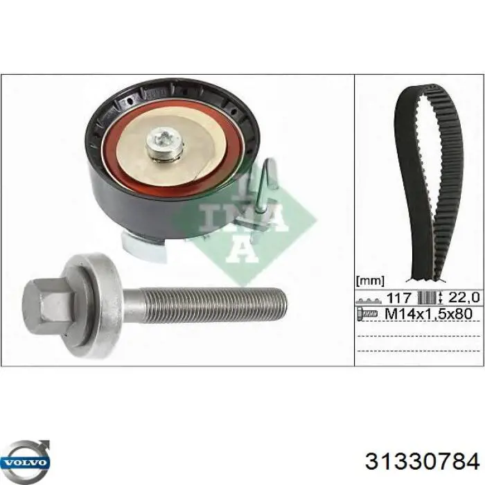Correia do mecanismo de distribuição de gás, kit Volvo 31330784