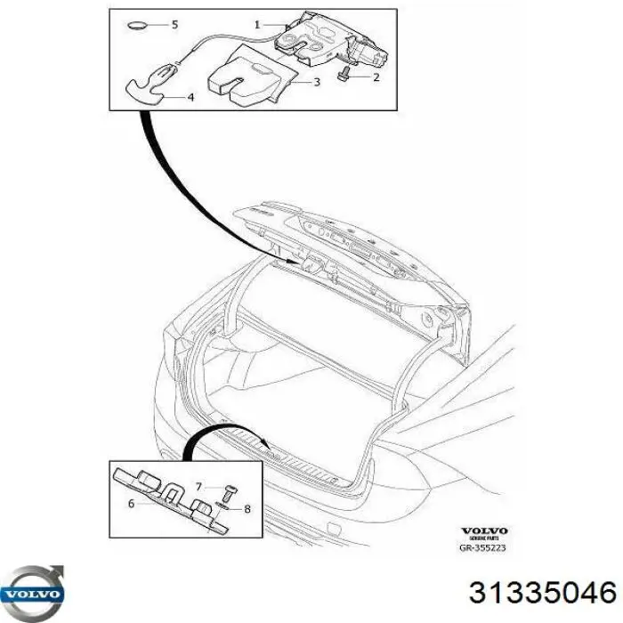Fecho de tampa de porta-malas (de 3ª/5ª porta traseira) Volvo 31335046 preço, a partir de 153,30 USD