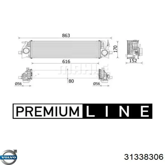 31338306 Volvo Radiador de intercooler