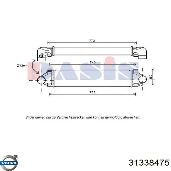 31338475 Volvo Radiador de intercooler