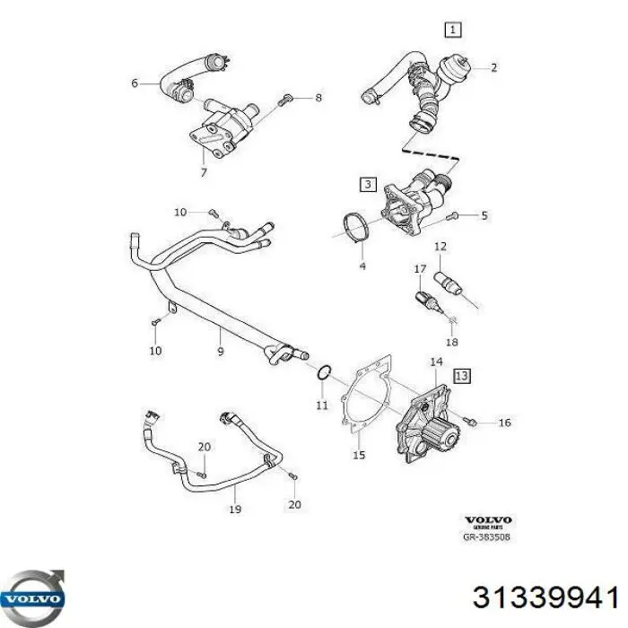 31339941 Volvo Sensor de temperatura do fluido de esfriamento, no dispositivo