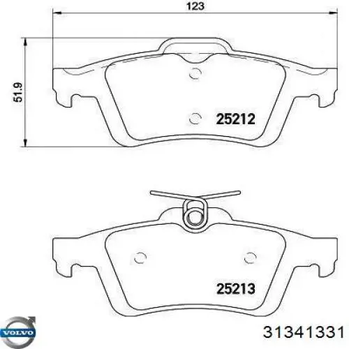 Compre 31341331 Volvo Sapatas do freio traseiras de disco