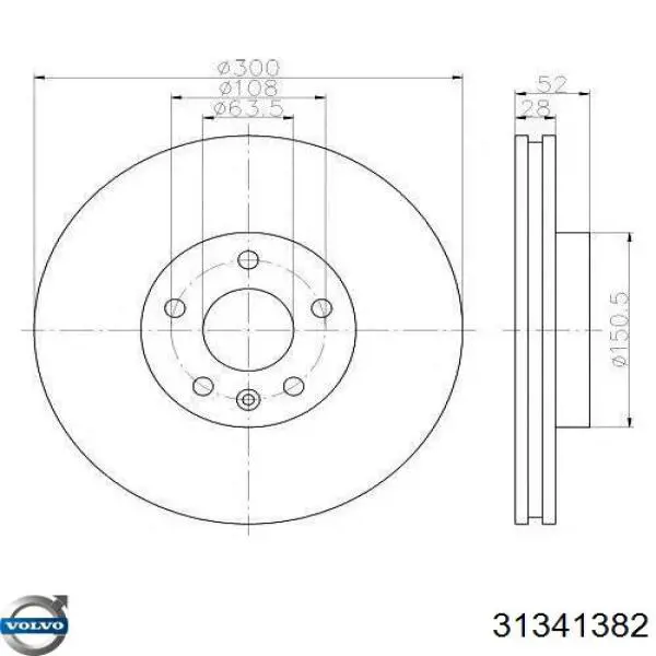 31341382 Volvo Disco do freio dianteiro