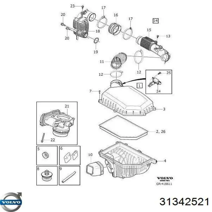 Sensor de fluxo (consumo) de ar, medidor de consumo M.A.F. - (Mass Airflow) Volvo 31342521 preço, a partir de 93,11 USD