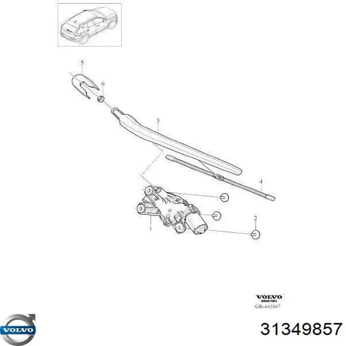 Compre 31349857 Volvo Limpa-pára-brisas de vidro traseiro