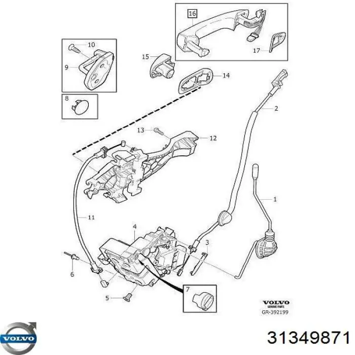 Fecho da porta traseira direita Volvo 31349871 preço, a partir de 51,11 USD
