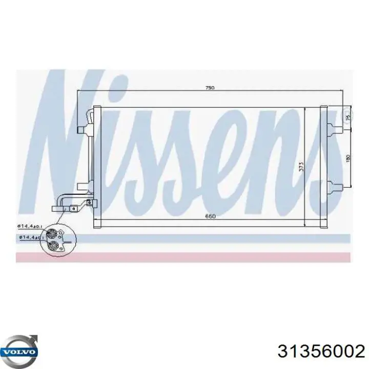 31356002 Volvo Radiador de aparelho de ar condicionado