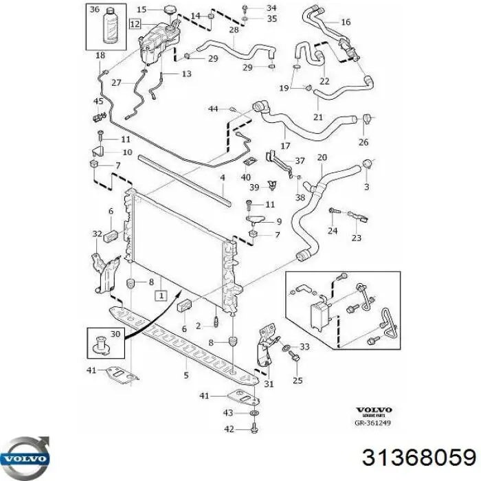 31368059 Volvo Radiador de esfriamento de motor