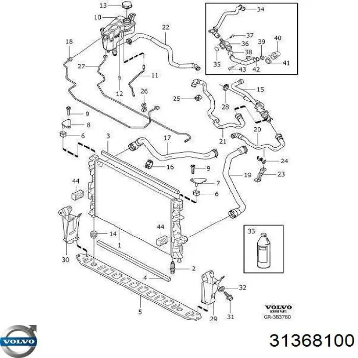 Compre 31368100 Volvo Viga inferior do radiador
