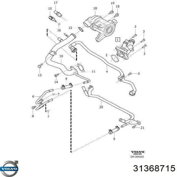 31368715 Volvo Bomba de água (bomba) de esfriamento