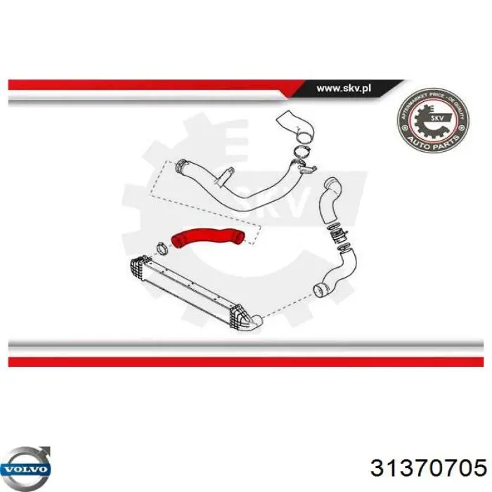 Mangueira (cano derivado) de intercooler Volvo 31370705 preço, a partir de 60,19 USD