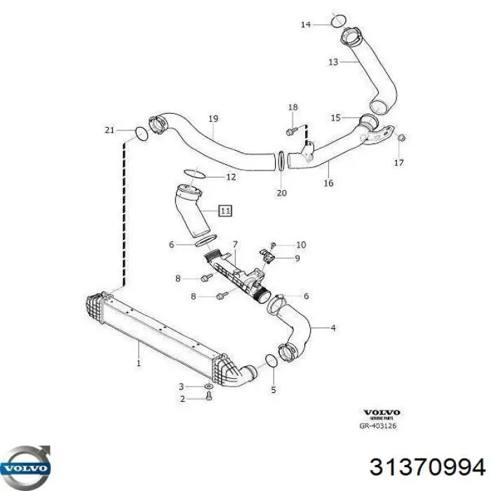 Compre 31370994 Volvo Anel de vedação (vedante) de cano derivado de intercooler