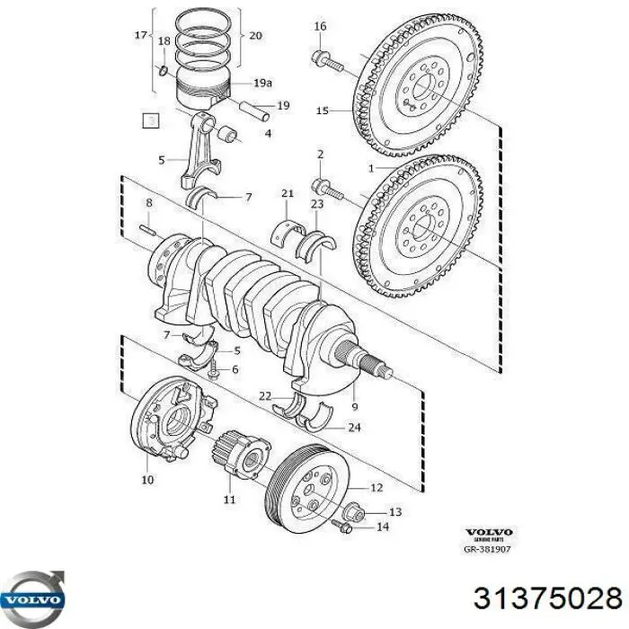 Anéis do pistão para 1 cilindro, STD. Volvo 31375028 preço, a partir de  