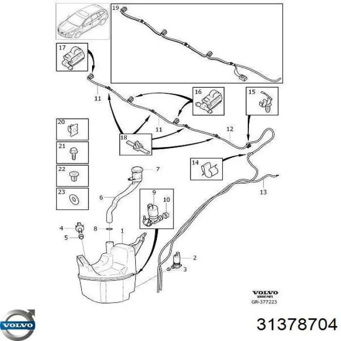 Injetor esquerdo de fluido para lavador de pára-brisas Volvo 31378704 preço, a partir de 9,23 USD