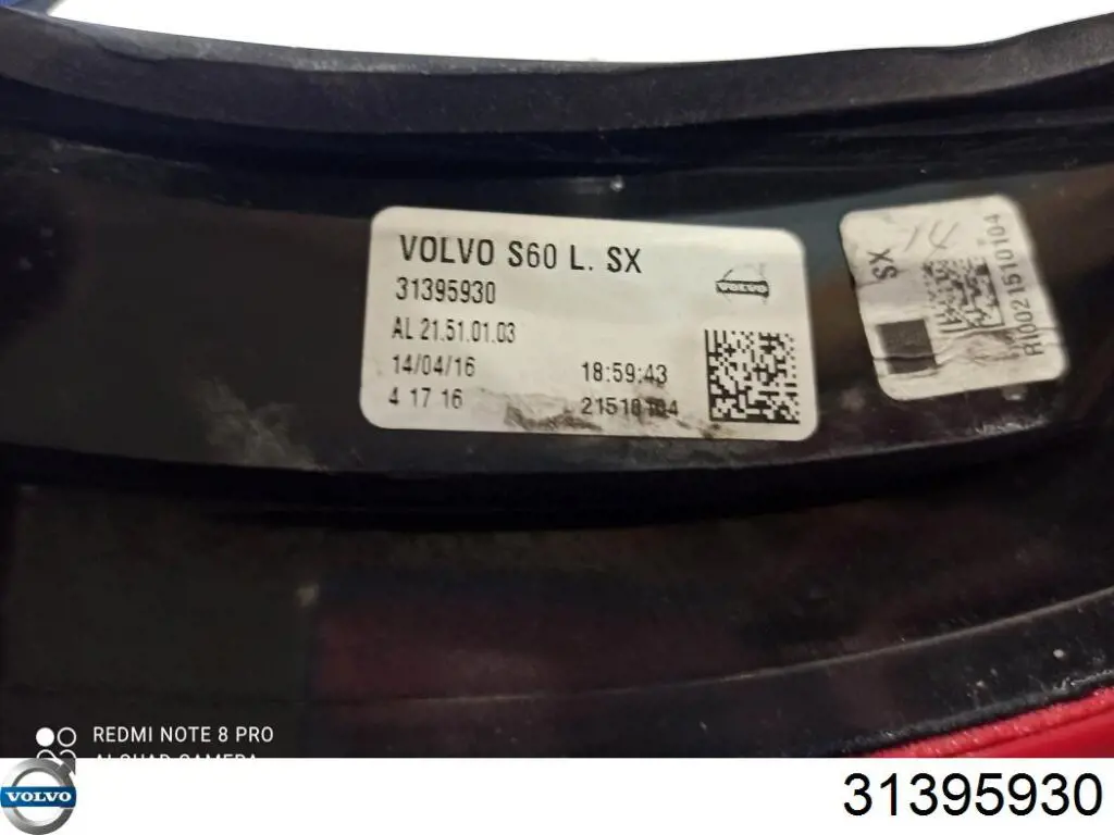 Lanterna traseira esquerda externa Volvo 31395930 preço, a partir de 190,69 USD